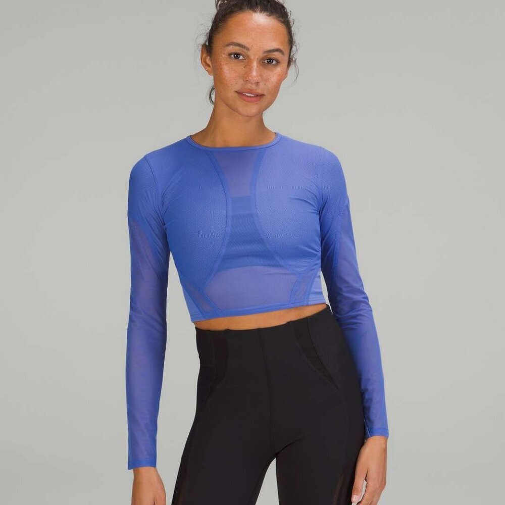 Lululemon Mesh Panelled Training Long Sleeve Shirt In Wild Indigo Size 2